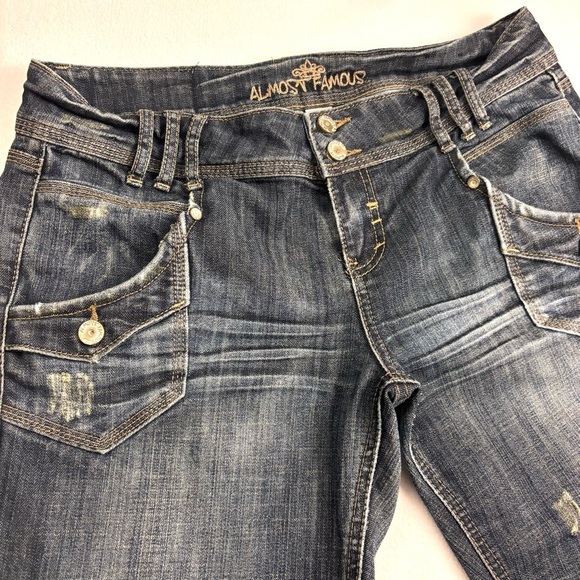 Almost Famous Lowrise Super Whisker Faded Denim Straight Leg Western Jean (15) - Picture 3 of 15